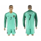 Portugal #7 Ronaldo Away Long Sleeves Soccer Country Jersey