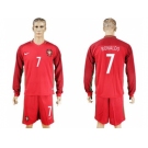 Portugal #7 Ronaldo Home Long Sleeves Soccer Country Jersey1