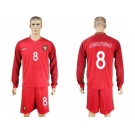 Portugal #8 J.Moutinho Home Long Sleeves Soccer Country Jersey1