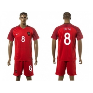Portugal #8 Silva Home Soccer Country Jersey