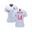 Women Portugal #14 William Away Soccer Country Jerseys