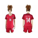 Women Portugal #14 William Home Soccer Country Jersey
