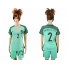 Women Portugal #2 Bruno Alves Away Soccer Country Jersey