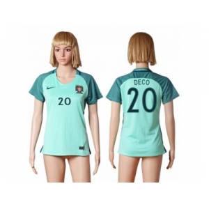 Women Portugal #20 Deco Away Soccer Country Jersey