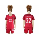 Women Portugal #22 Carvalho Home Soccer Country Jersey