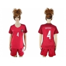 Women Portugal #4 Miguel Home Soccer Country Jersey