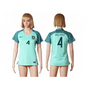 Women Portugal #4 Veloso Away Soccer Country Jersey