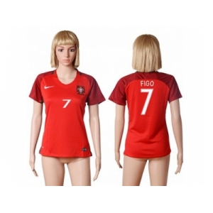 Women Portugal #7 Figo Home Soccer Country Jersey1