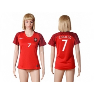 Women Portugal #7 Ronaldo Home Soccer Country Jersey1