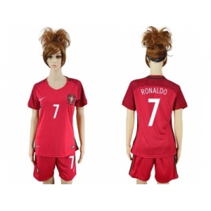 Women Portugal #7 Ronaldo Home Soccer Country Jersey
