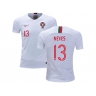 Portugal #13 Neves Away Kid Soccer Country Jersey