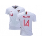 Portugal #14 William Away Kid Soccer Country Jersey