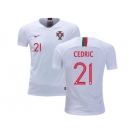 Portugal #21 Cedric Away Kid Soccer Country Jersey