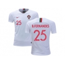 Portugal #25 B.Fernandes Away Kid Soccer Country Jersey