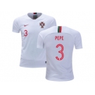 Portugal #3 Pepe Away Kid Soccer Country Jersey