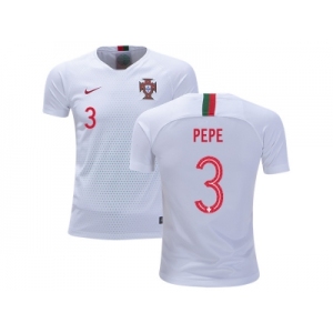 Portugal #3 Pepe Away Kid Soccer Country Jersey