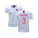 Portugal #3 Rolando Away Kid Soccer Country Jersey