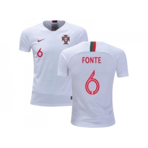 Portugal #6 Fonte Away Kid Soccer Country Jersey