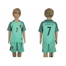 Portugal #7 Ronaldo Away Kid Soccer Country Jersey1