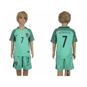 Portugal #7 Ronaldo Away Kid Soccer Country Jersey1