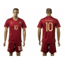 Russia #10 Dzagoev Red Home Soccer Country Jersey