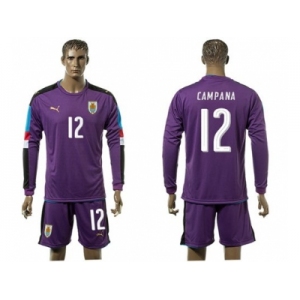 Uruguay #12 Campana Purple Long Sleeves Soccer Country Jersey