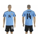 Uruguay #14 Lodeiro Home Soccer Country Jersey
