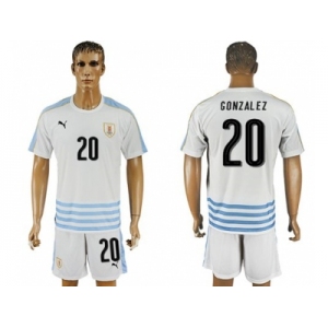 Uruguay #20 Gonzalez Away Soccer Country Jersey