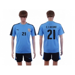 Uruguay #21 E.Cavani Home Soccer Country Jersey