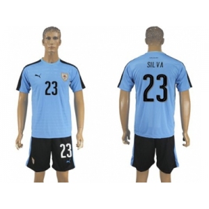 Uruguay #23 Silva Home Soccer Country Jersey