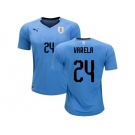 Uruguay #24 Varela Home Soccer Country Jersey