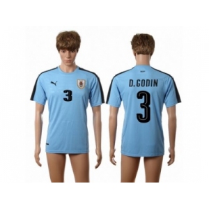 Uruguay #3 D.Godin Home Soccer Country Jersey1