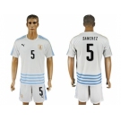 Uruguay #5 Sanchez Away Soccer Country Jersey