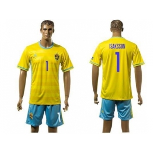 Sweden #1 Isaksson Home Soccer Country Jersey1