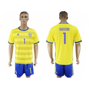 Sweden #1 Isaksson Home Soccer Country Jersey