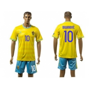 Sweden #10 Ibrahimovic Home Soccer Country Jersey1