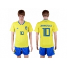 Sweden #10 Ibrahimovic Home Soccer Country Jersey