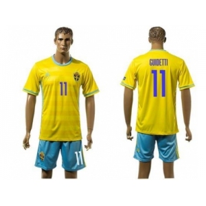 Sweden #11 Guidetti Home Soccer Country Jersey1