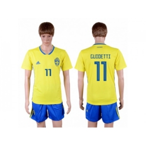 Sweden #11 Guidetti Home Soccer Country Jersey