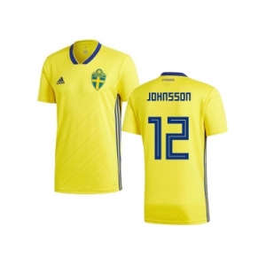 Sweden #12 Johnsson Home Soccer Country Jersey