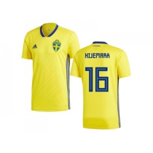 Sweden #16 Hijemark Home Soccer Country Jersey