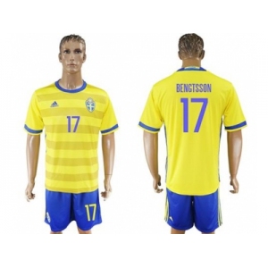 Sweden #17 Bengtsson Home Soccer Country Jersey