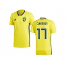 Sweden #17 Claesson Home Soccer Country Jersey