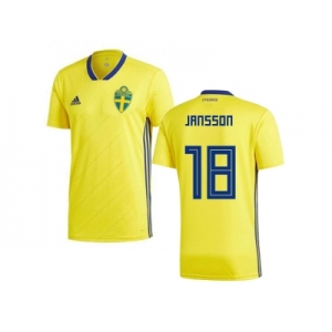 Sweden #18 Jansson Home Soccer Country Jersey