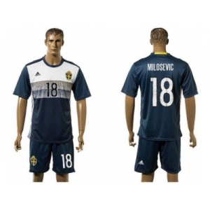 Sweden #18 Milosevic Away Soccer Country Jersey