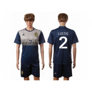 Sweden #2 Lustig Away Soccer Country Jersey