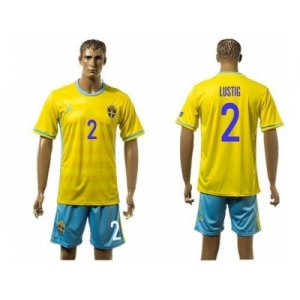 Sweden #2 Lustig Home Soccer Country Jersey