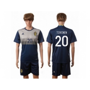 Sweden #20 Toivonen Away Soccer Country Jersey