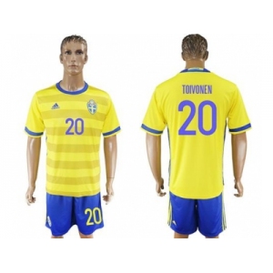 Sweden #20 Toivonen Home Soccer Country Jersey