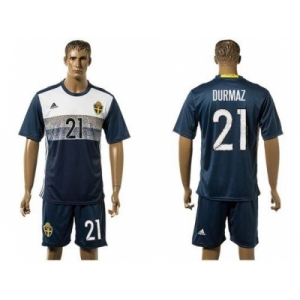 Sweden #21 Durmaz Away Soccer Country Jersey